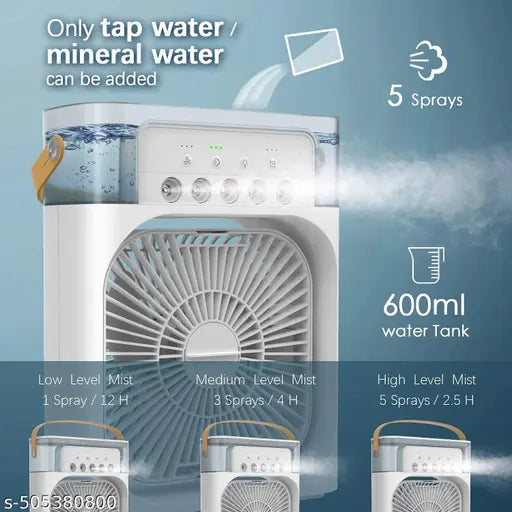 Portable-Air-Conditioner-Small-Ac-Quaite-Personal-Air-cooler-Usb-Power-Mini-Desktop-Cooling-Misting-fan-1/2/3-Timer-With-speed-360-Adjustable-For-Office-Room-Desk-And-Car (Multicolour)