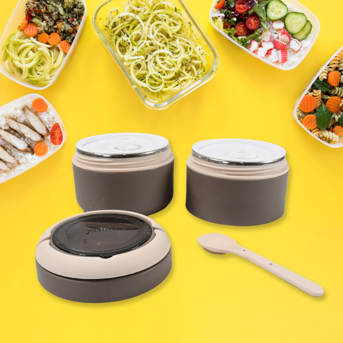 Ganesh Smart Stack 2 Layer Protable Lunch Box Stainless Steel Airtight Leak-proof
