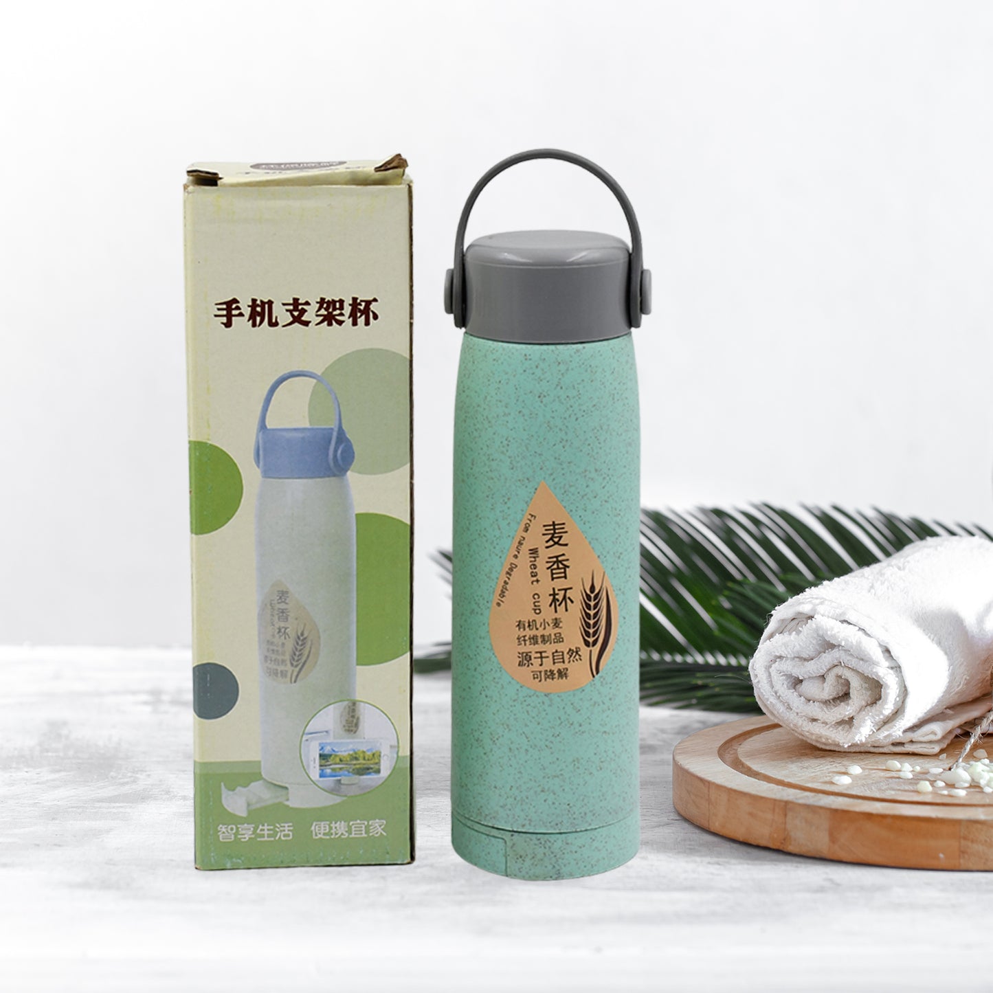 High Portable Water Bottle Creative Fragrance Glass Bottle Water With Mobile Phone Holder