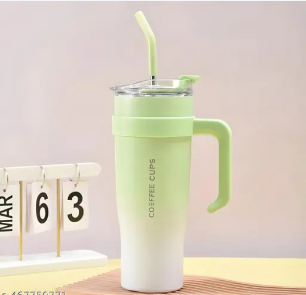 1.2 litre Tumbler with Handle Straw & Lid | Insulated Reusable Stainless Steel Water Bottle | Leak Proof Mug for Office, Gym, Travelling