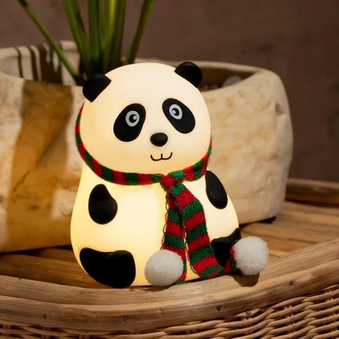 Silicon Rechargeable Panda Night Light | 7-Color LED Changing Lamp | Adorable Room Decor & Gift for Toddlers, Teens, & Valentine's Day Present | Soft BPA-Free Nightlight