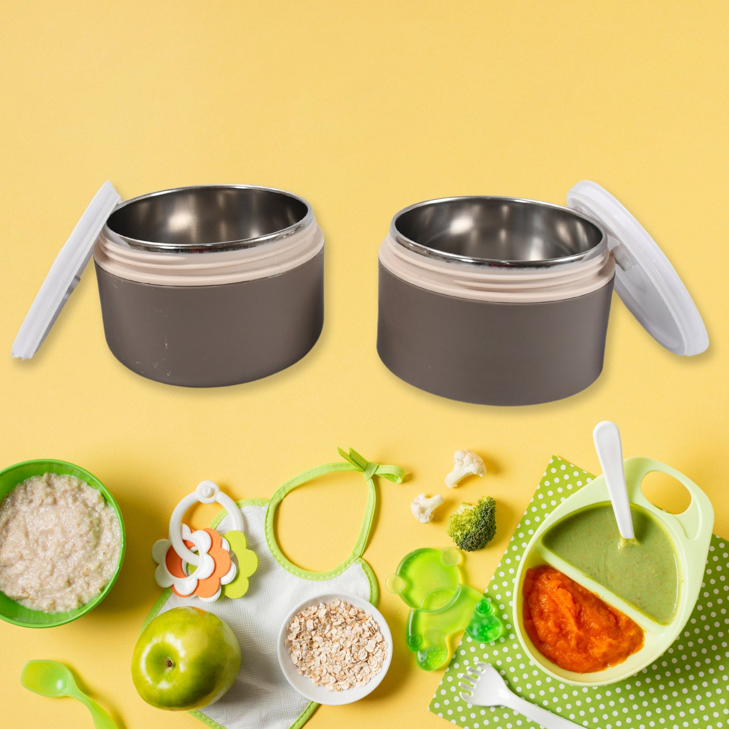 Ganesh Smart Stack 2 Layer Protable Lunch Box Stainless Steel Airtight Leak-proof