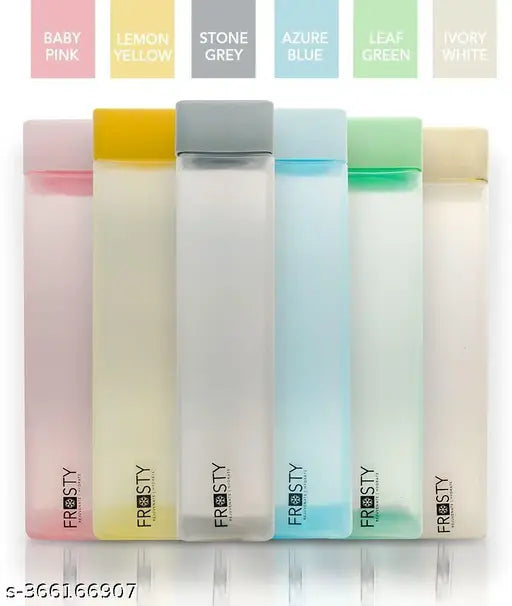 Frosty Plastic Food Grade Fridge Square Water Bottle Gift Set(6 pieces, 1L,Assorted)