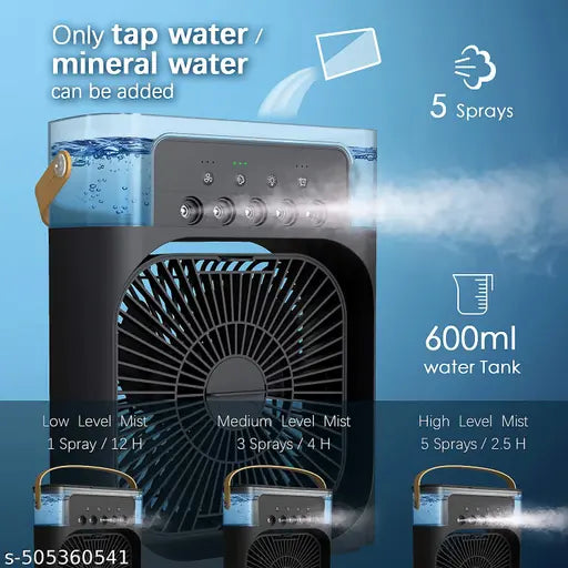Portable-Air-Conditioner-Small-Ac-Quaite-Personal-Air-cooler-Usb-Power-Mini-Desktop-Cooling-Misting-fan-1/2/3-Timer-With-speed-360-Adjustable-For-Office-Room-Desk-And-Car (Multicolour)